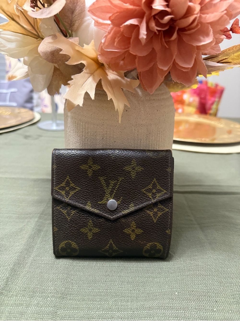 Louis Vuitton Monogram Canvas Small Trifold Card Holder in Brown